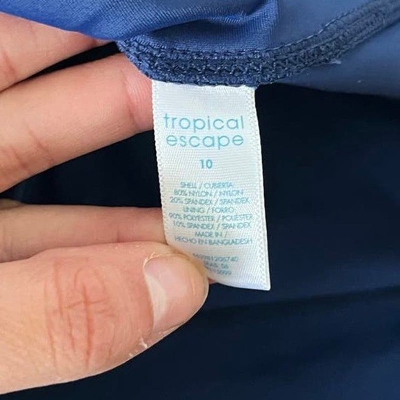 Tropical Escape Women’s 10 Swim Skirt Skort Lined Modest Blue Swimsuit - Picture 5 of 5